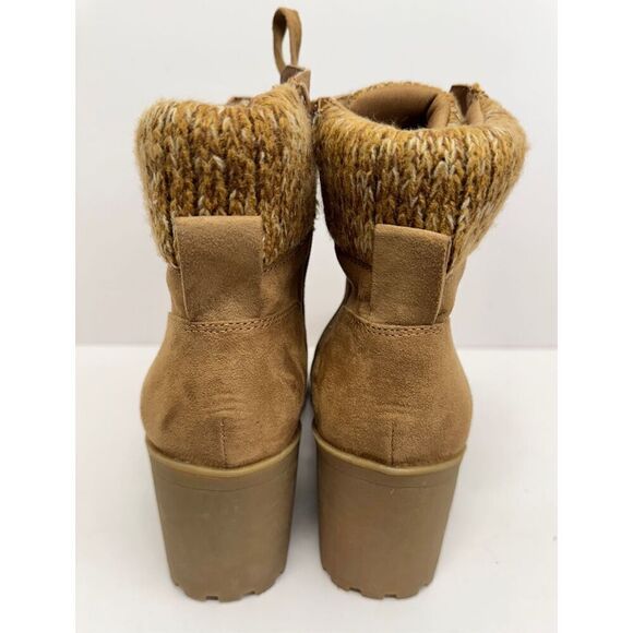 Sun + Stone Hiker Boots Size 10 Lace Up Tan Chunky Block Heel Booties NEW - Picture 7 of 11